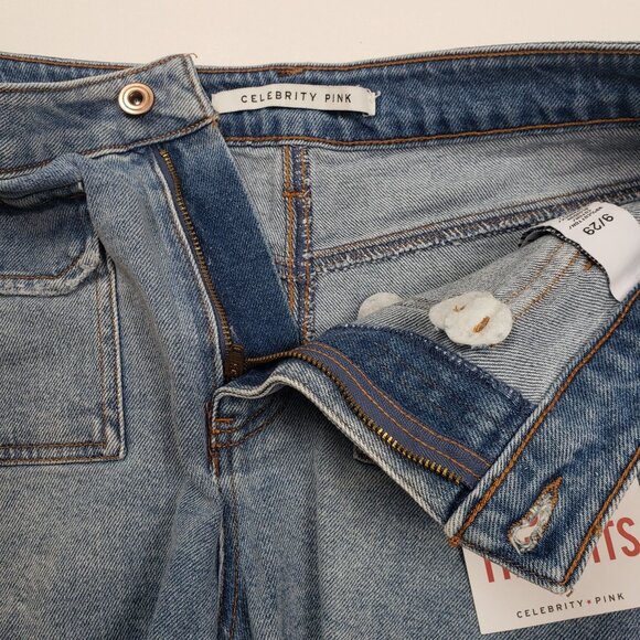 Celebrity Pink Raw Edge Cutoff Denim Shorts Womens 9/29 Blue Motivational Wash - Picture 2 of 16